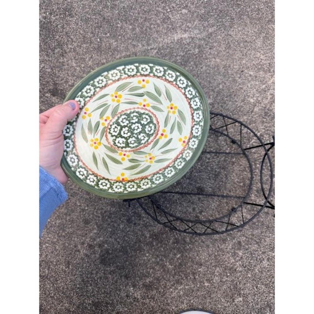 Temp-tations Old World Green Floral 2.5 Qt Oval Plate Dish with Wire Rack